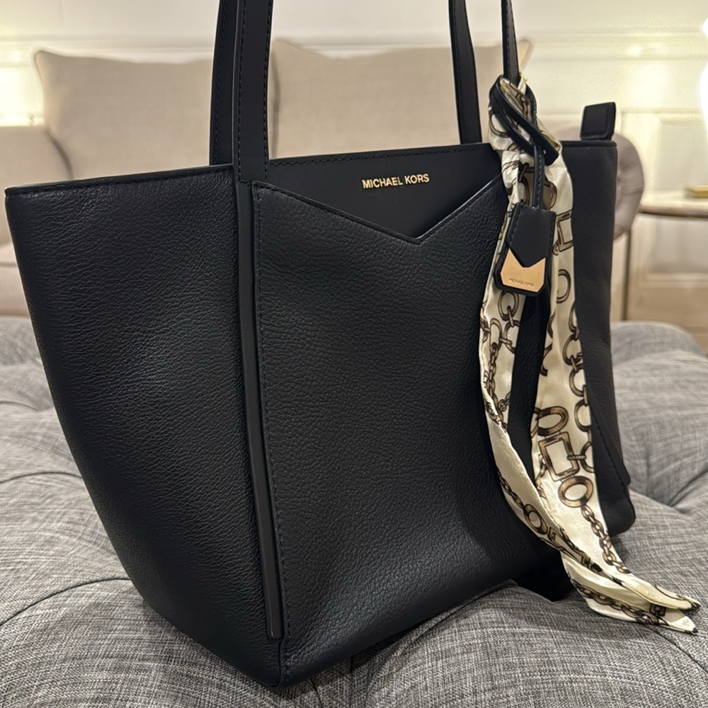 Michael Kors Whitney Black Leather Tote - Picture 2 of 15